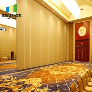 operable wall system with wood laminate finish in a restaurant private room