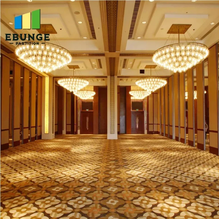 operable wall panels dividing a hotel banquet hall into smaller event spaces