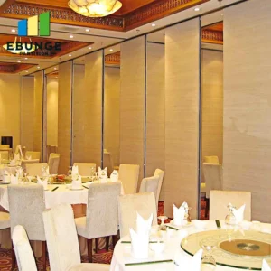 sliding partition wall track system in a hotel ballroom
