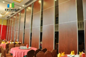 sliding partition wall track system in a hotel ballroom