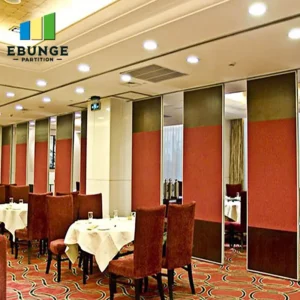 operable wall system in a hotel banquet hall with acoustic panels