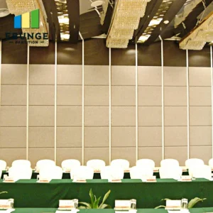 movable partition wall track system in a community center with top-hung track