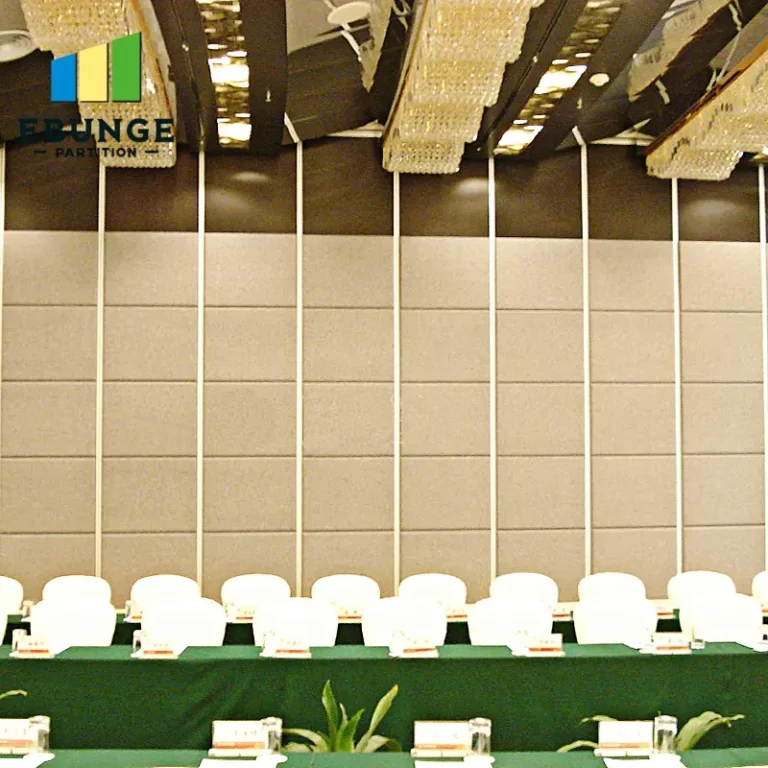 movable partition wall track system in a community center with top-hung track