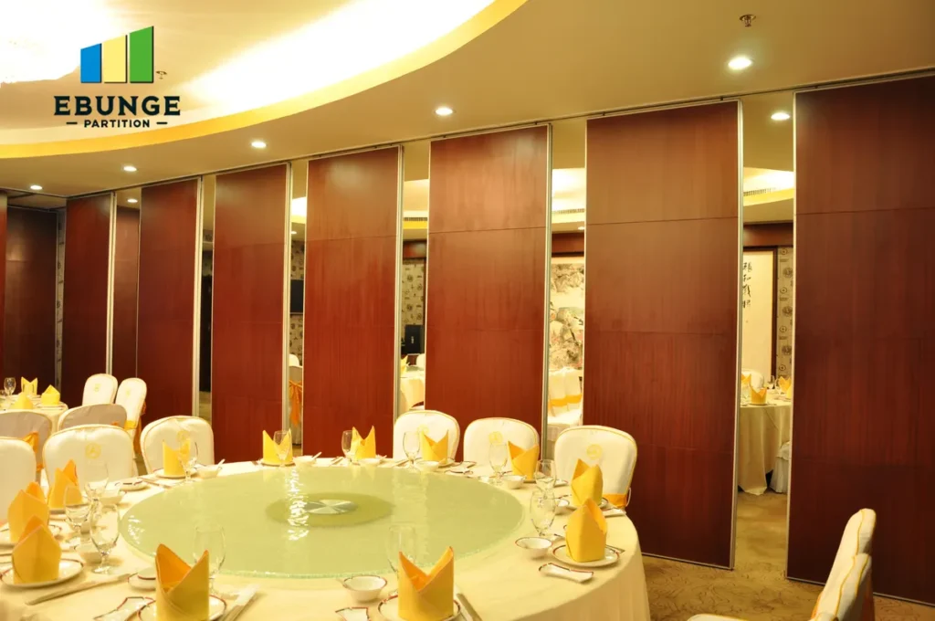 top hung acoustic movable wall installation in community center