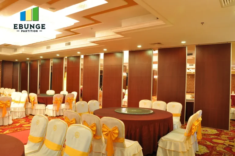 community operable wall panels stacked neatly in a meeting room