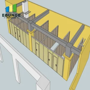 acoustic operable wall partition in an exhibition hall