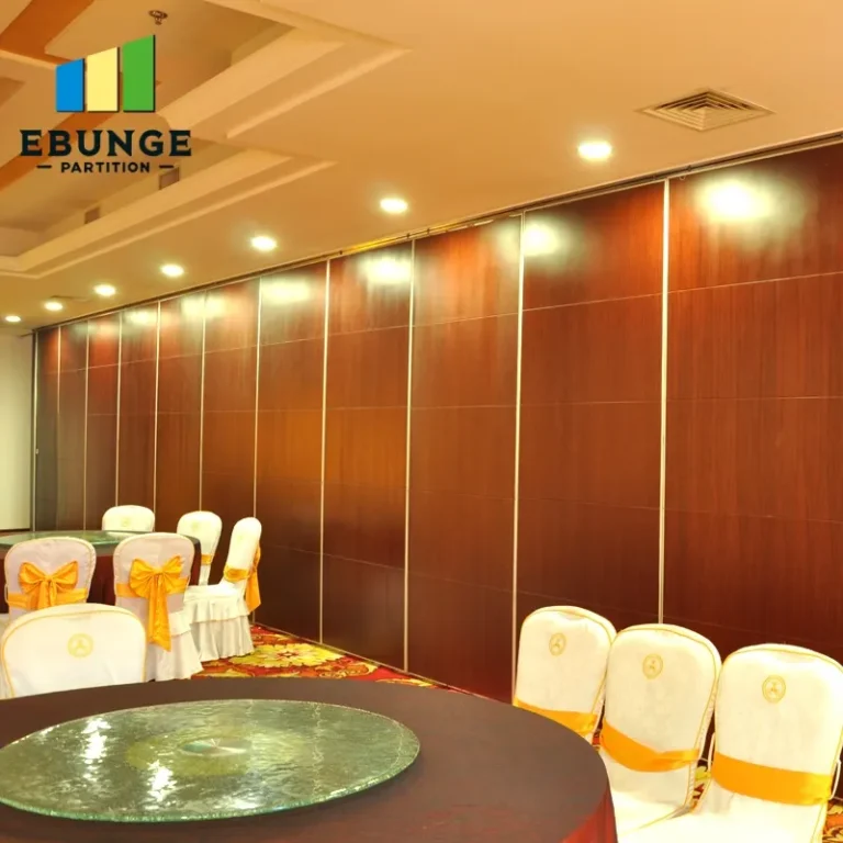 movable partition wall in exhibition hall with acoustic panels