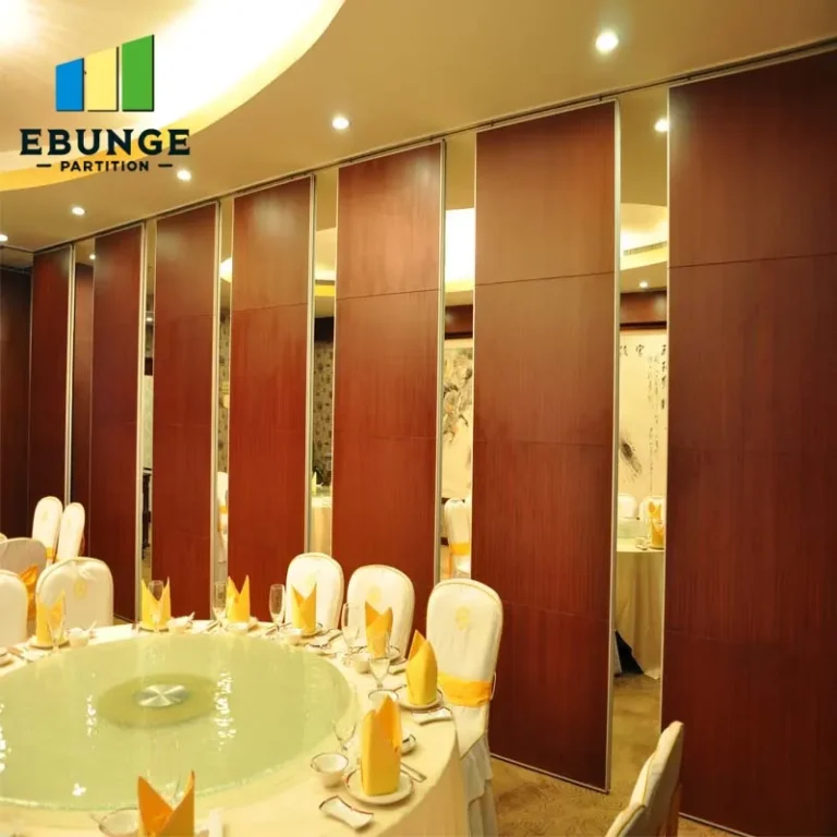 operable partition system in exhibition hall with acoustic panels