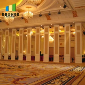 folding partition wall panel stacking design in hotel ballroom