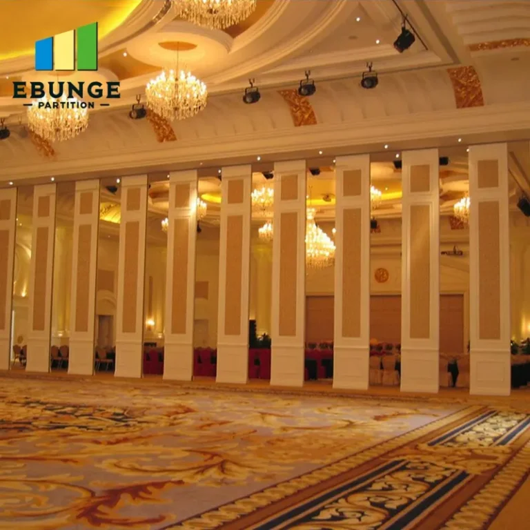 folding partition wall panel stacking design in hotel ballroom