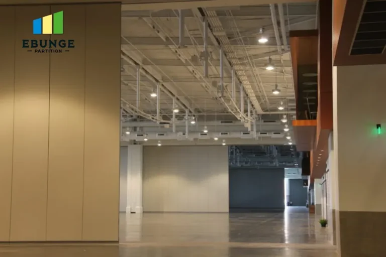 training center sliding partition finishes panel stacking layout