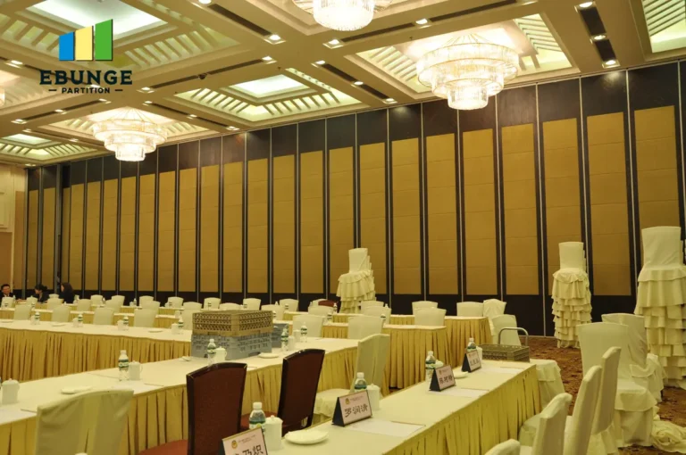 movable partition structural coordination in community center with acoustic panels