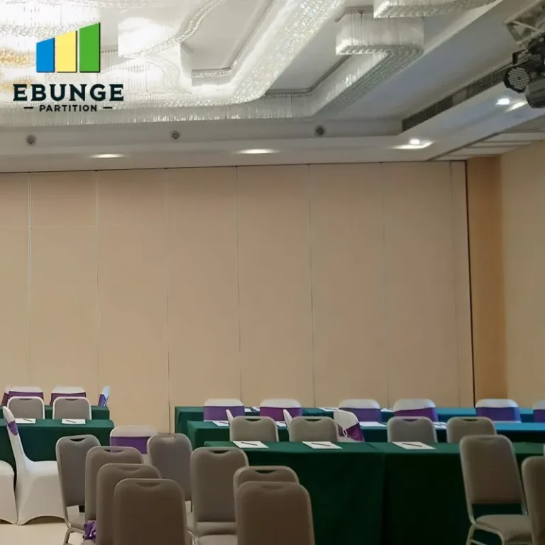 of folding partition doors dividing a training room