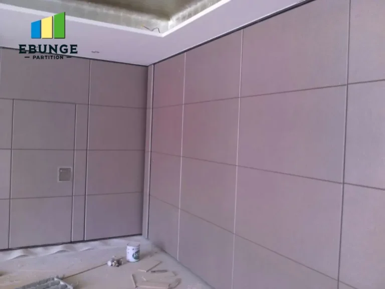 folding partition doors in exhibition hall with acoustic panels