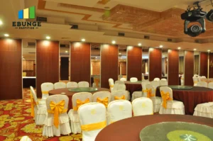 movable partition wall for office in school hall with acoustic panels