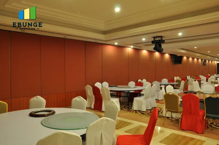office meeting room with movable partition wall closed