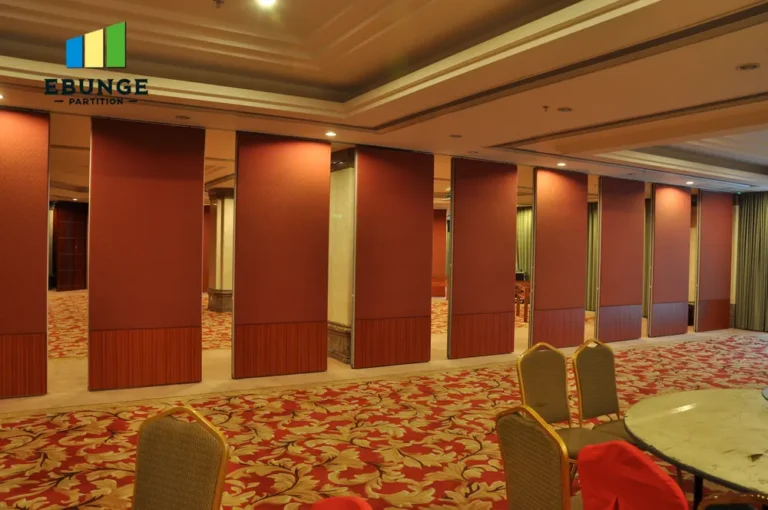 acoustic flexible partition wall in a meeting room, closed position