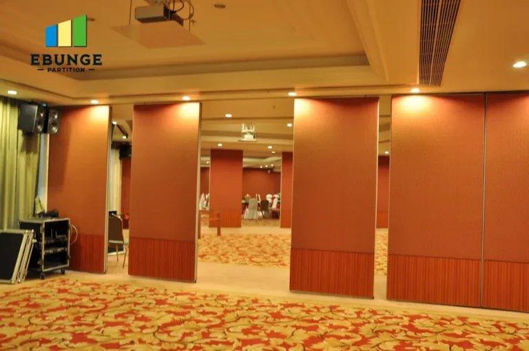 of a folding wall system in a hospital consultation room with acoustic panels