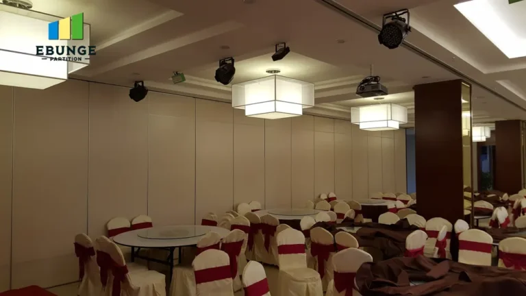 acoustic top hung partition in a restaurant private room