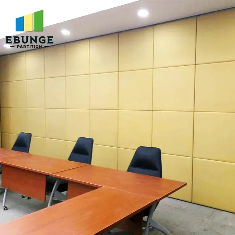 training room divided by movable partition wall with multiple finishes