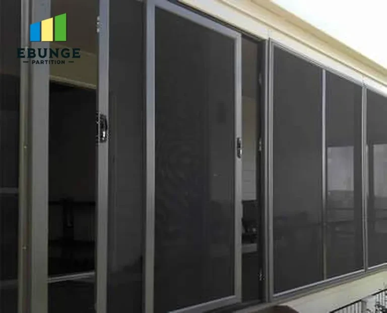 movable partition system in a community center with acoustic panels