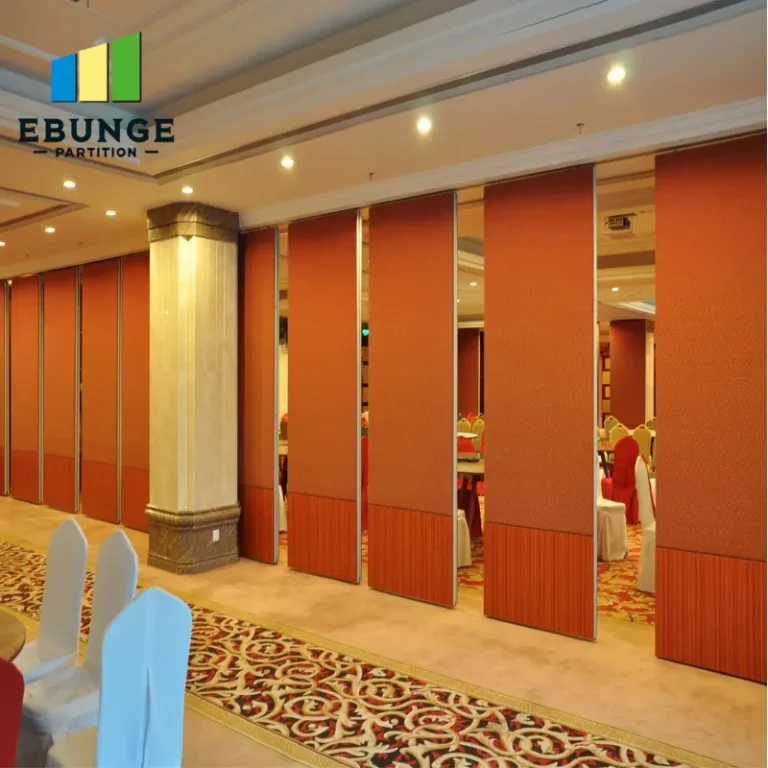 sliding partition wall panels in a conference room with acoustic benefits