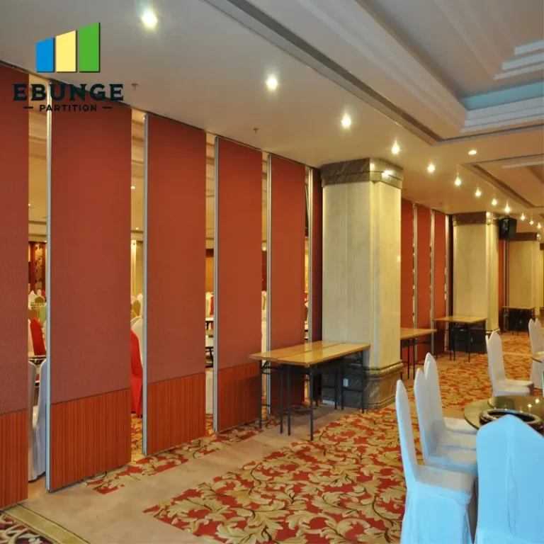 close-up of top-hung track mechanism of retractable partition wall