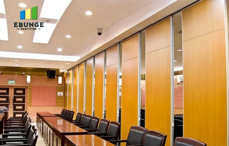 sliding partition wall panels in modern exhibition hall