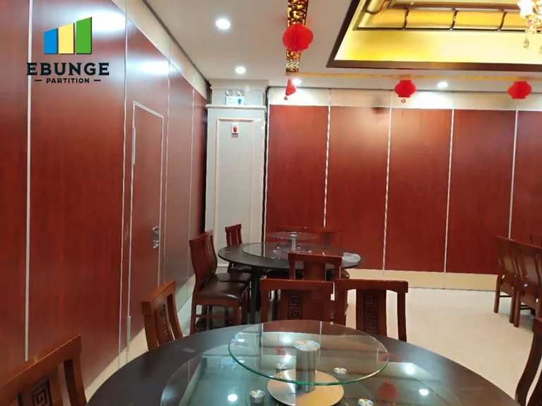 movable partition wall system in a conference room