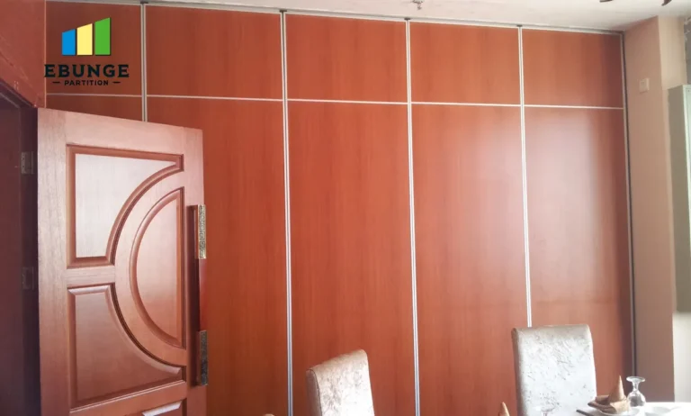 movable partition wall in a modern training center with acoustic panels