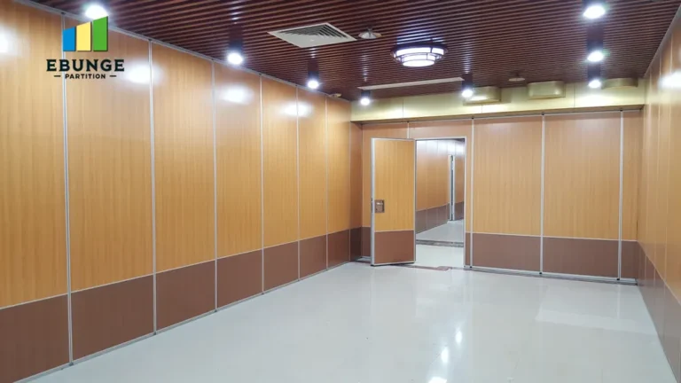 of a movable partition wall in a school gymnasium