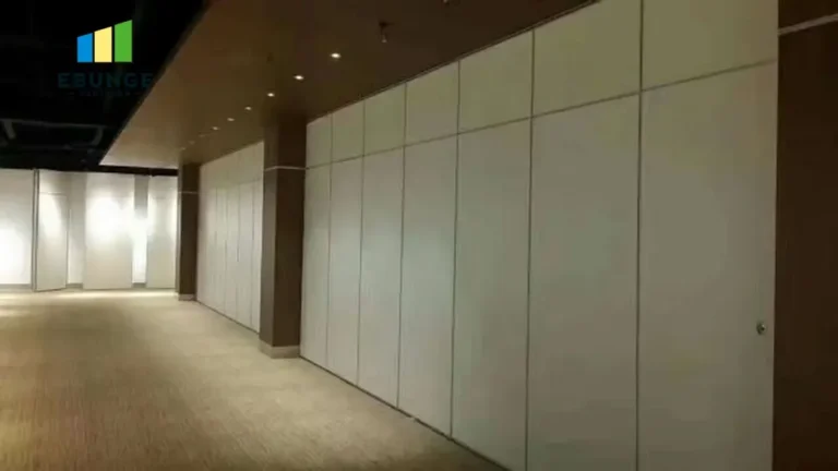 of a movable partition wall dividing a school hall into two spaces