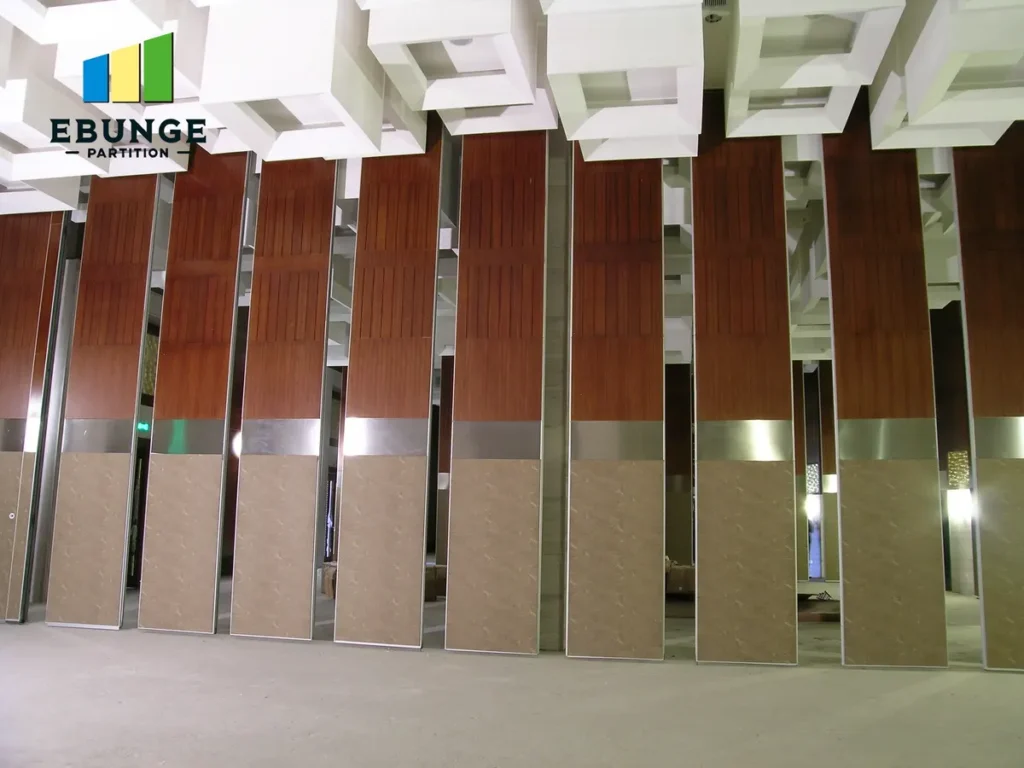 movable partition wall in community center with acoustic panels