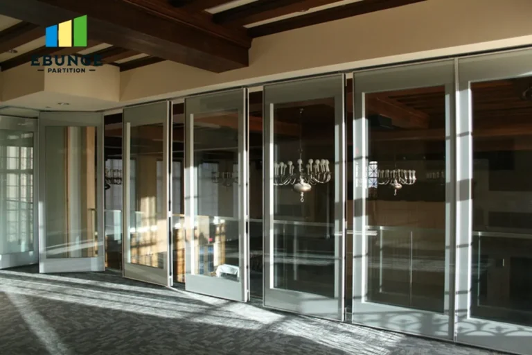 movable partition pass door planning in a training center with operable wall