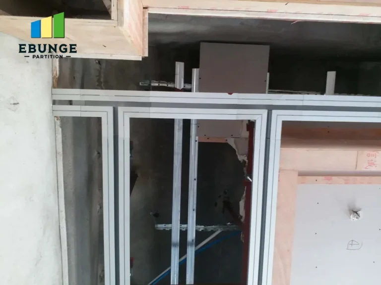 movable partition wall in a community center with acoustic panels