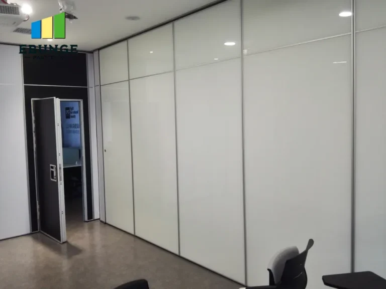 various finish options for restaurant movable partitions, including wood, fabric, and laminate