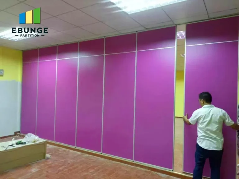 folding partition wall outdoor in a modern conference room with acoustic panels