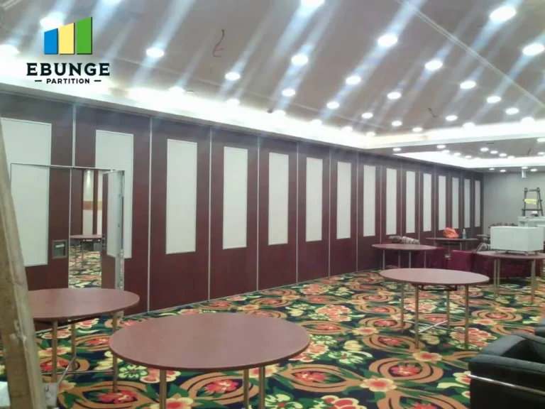installation process of a movable partition wall in a school hall