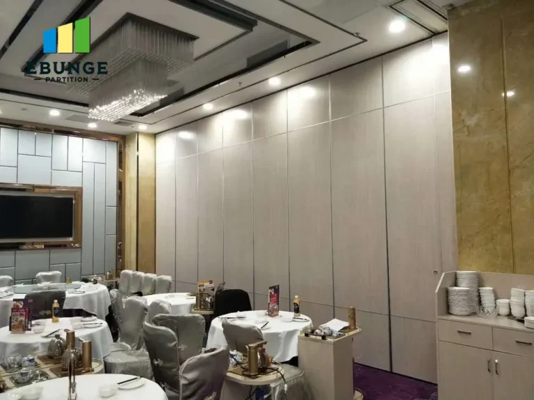acoustic movable partition wall in a hotel ballroom