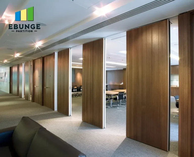movable partition wall in a hospital consultation room with acoustic panels