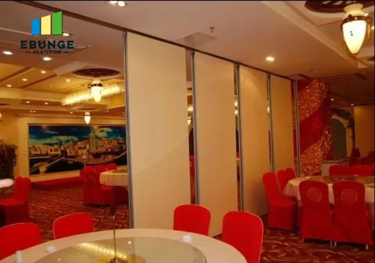 of a training center with a sliding folding wall in open position