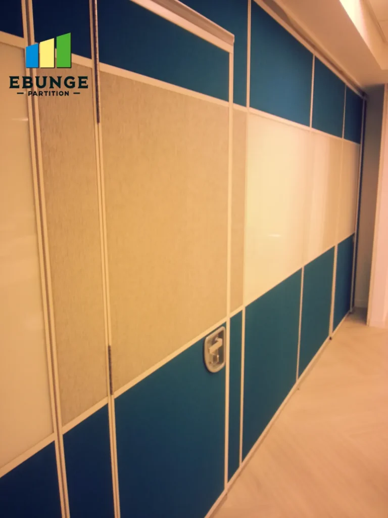 movable partition maintenance in exhibition hall with top-hung track