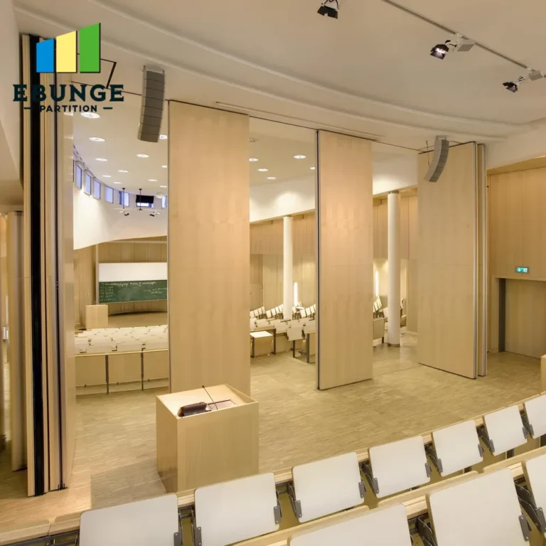 modern office meeting room with movable partition wall closed