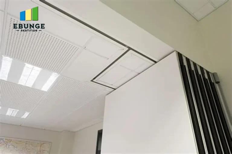 of a movable partition wall in an exhibition hall