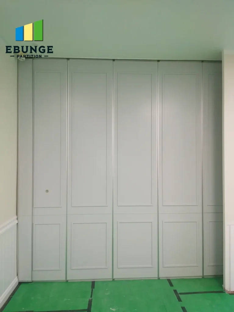 training center with movable partition walls in open position