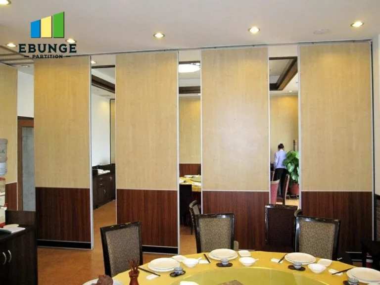 different finish options for becker sliding partitions (wood, glass, fabric)