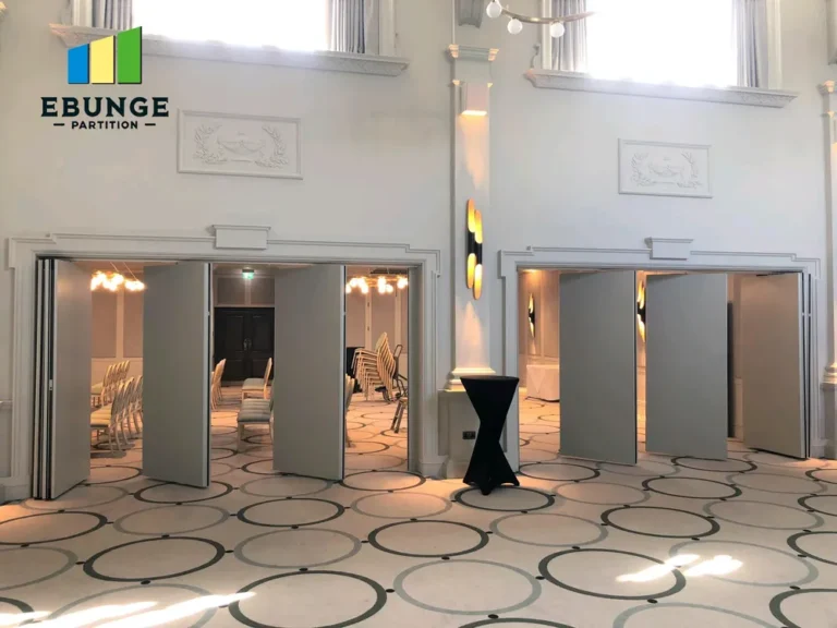 movable partition stacking layout top hung track system