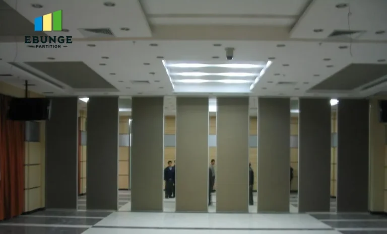 classroom movable wall dividing a school hall into two flexible spaces