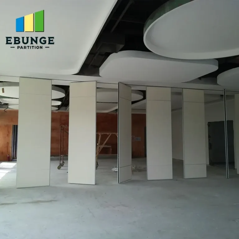 school hall with movable partitions in use