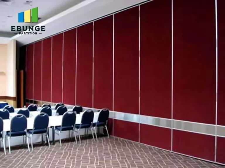 movable wall system in a school hall with acoustic panels